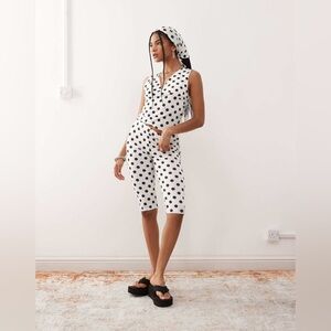 ASOS Vintage polka dot print capri pants in white - part of a set